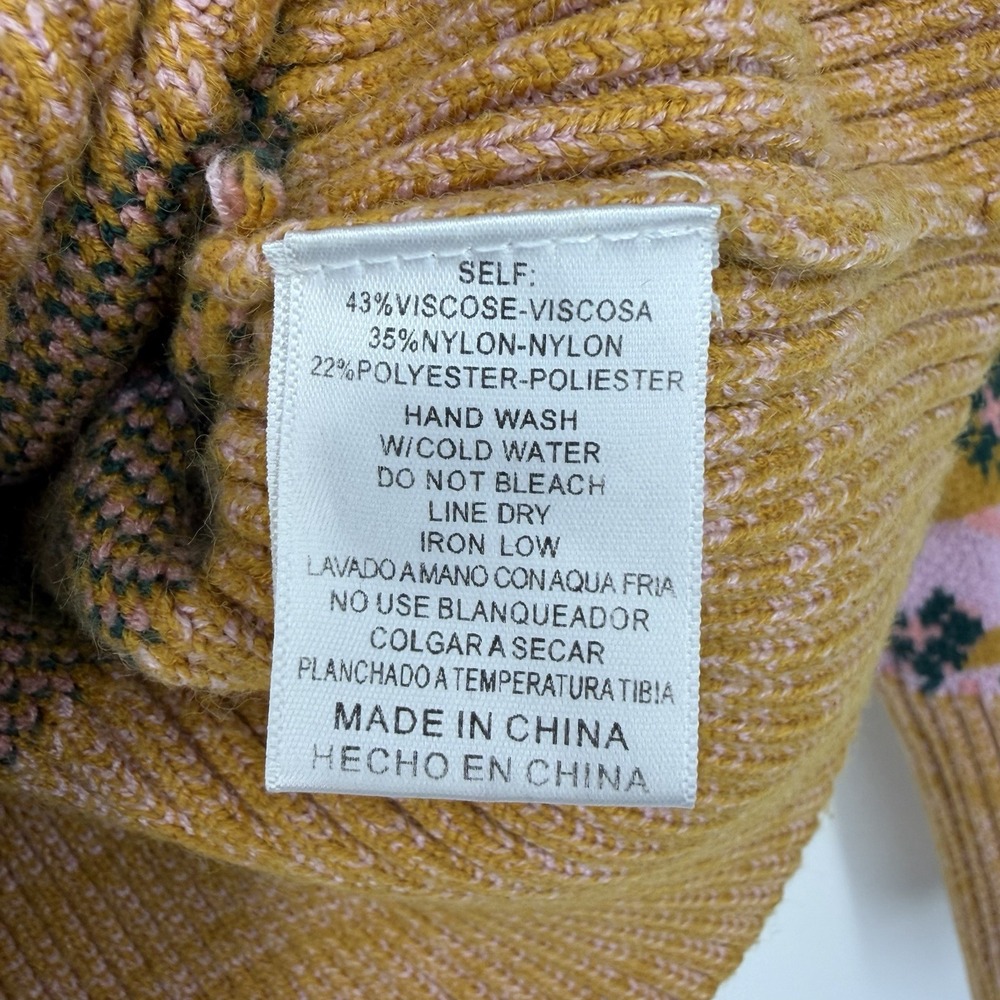 VICI Bubble Sleeve Striped Sweater M Pink Green Nordic Fair Isle Crop Retro Cozy - Picture 5 of 10